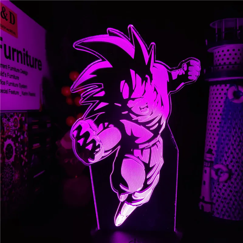 Super Saiyan Goku Figuras LED Night Light for Children Room Dragon Ball Z Anime 3D Table Light for Bedroom Goku Manga Gifts Lamp