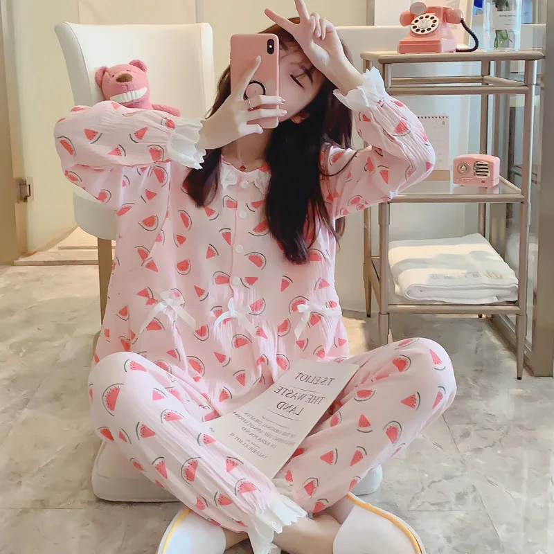 Тонкое газовое хлопковое ночное белье с цветочным рисунком для беременных