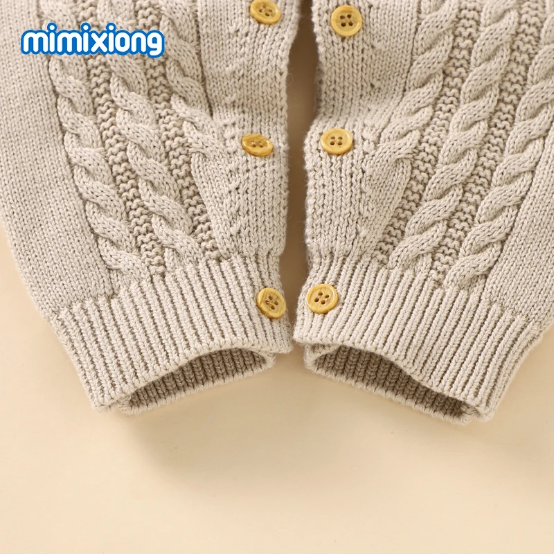 Baby Rompers Clothes Spring Autumn Turn-Down Neck Long Sleeve Newborn Infant Boys Sweaters Jumpsuits One Piece Toddler Kids Wear