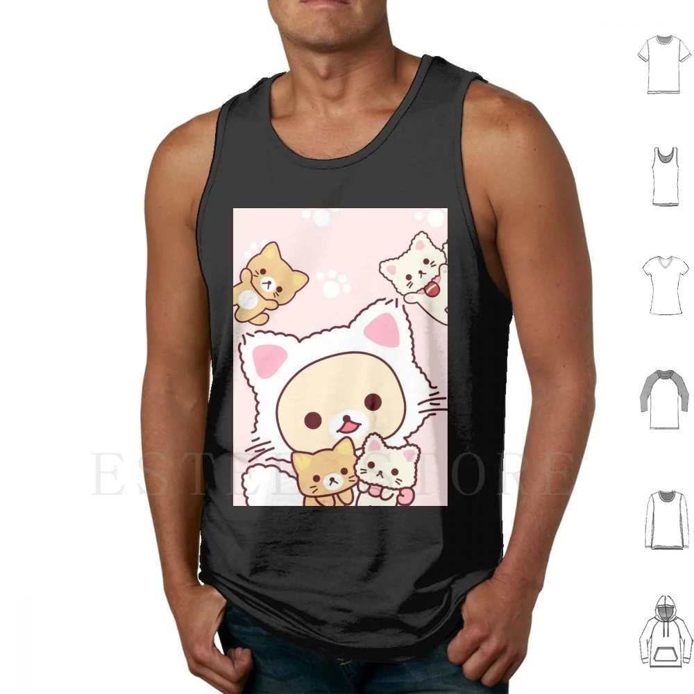 

Cute Rilakkuma Cat Tank Tops Vest Cute Rilakkuma Kawaii Pink Cat