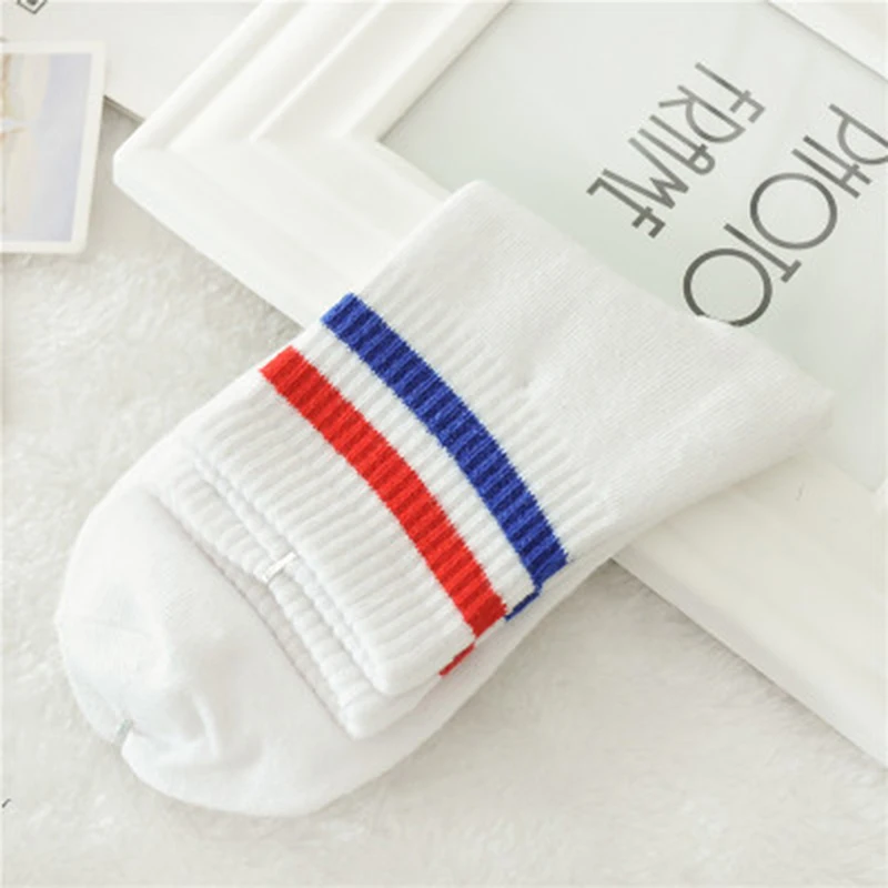 Хлопковые мужские повседневные носки плоские с двумя полосками модные