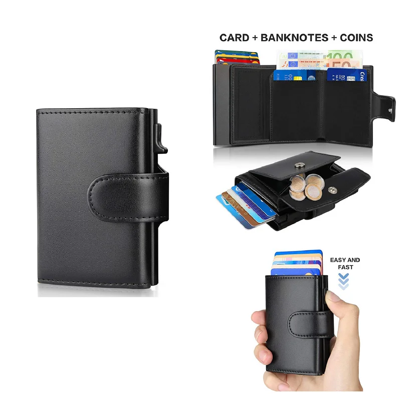 

Leather Rfid Wallet Business ID Credit Card Holder Magic Trifold Leather Slim Mini Wallet Small Money Bag Male Purses Dropship