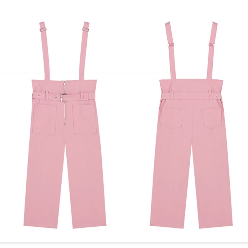 Комбинезон женский летний без рукавов пикантный свободный ромпер с ремнем брюки