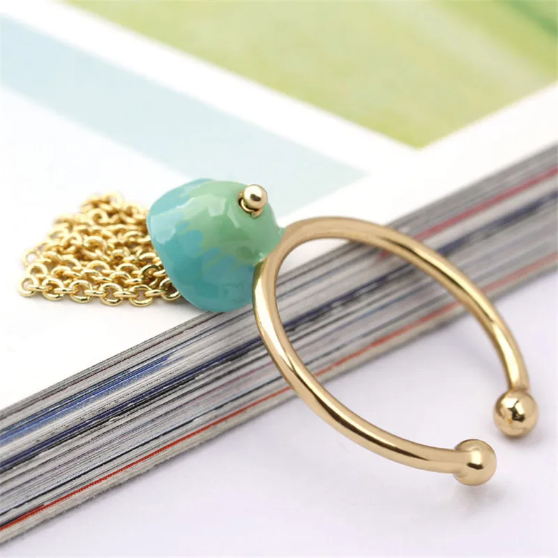 

Women's open ring European and American simple tassel hand ornament enamel glaze jellyfish adjustable ring