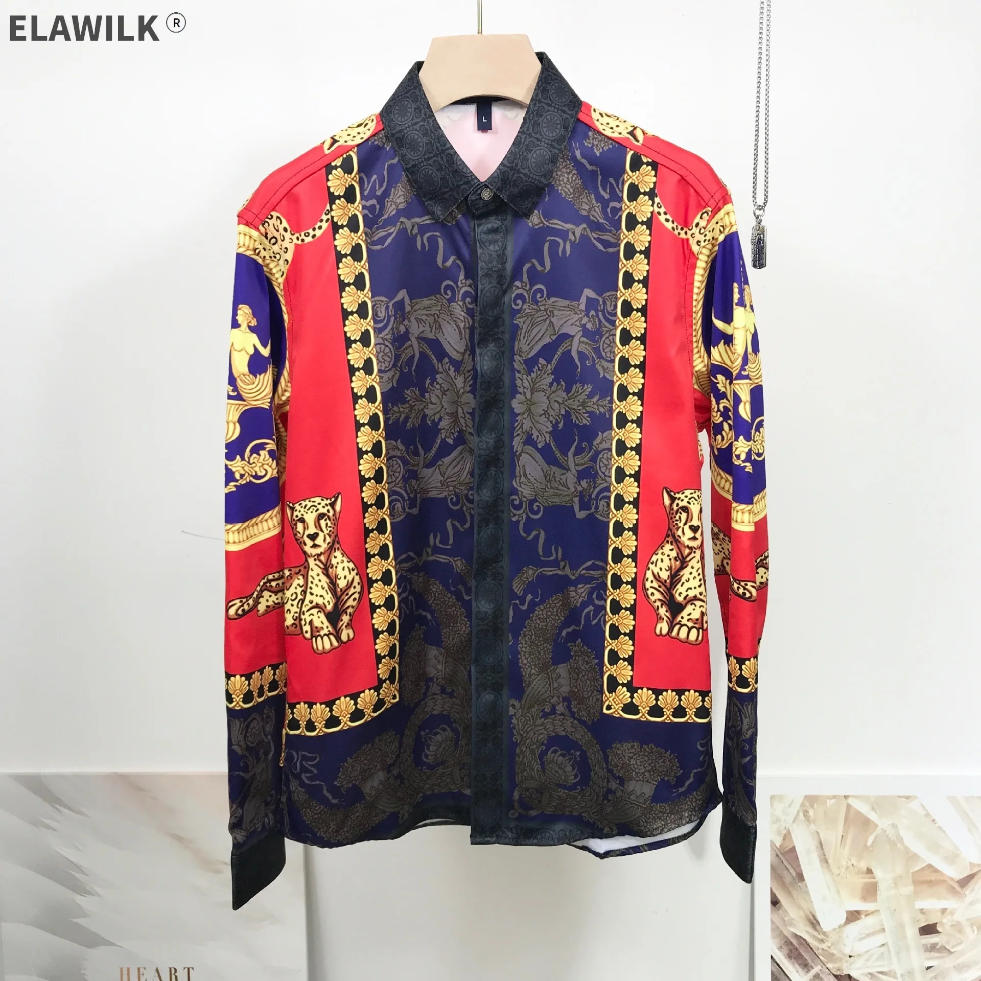

Euramerican Style Men's retro print long sleeves Shirts Italy style printed men Shirt tops C337