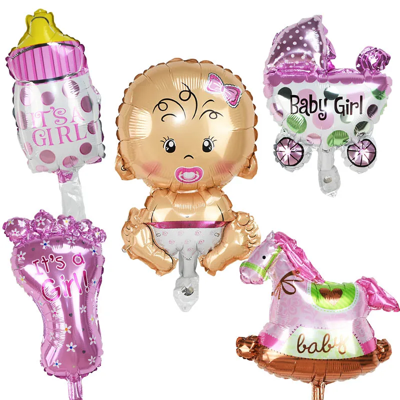 5Pcs/set Baby Shower Balloons Aluminum Foil Helium Ballon Boy Girl Favor Air Globe Toys Birthday Party DIY Decoration Supplies
