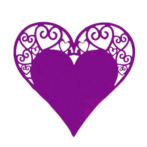 Dark Purple Горячие 50 шт. бумажные именные карточки полые, в форме сердца бокал для вина табличка лазерная резка бумажная именная карточка для чашек Свадебные украшения - Цвет: Dark Purple