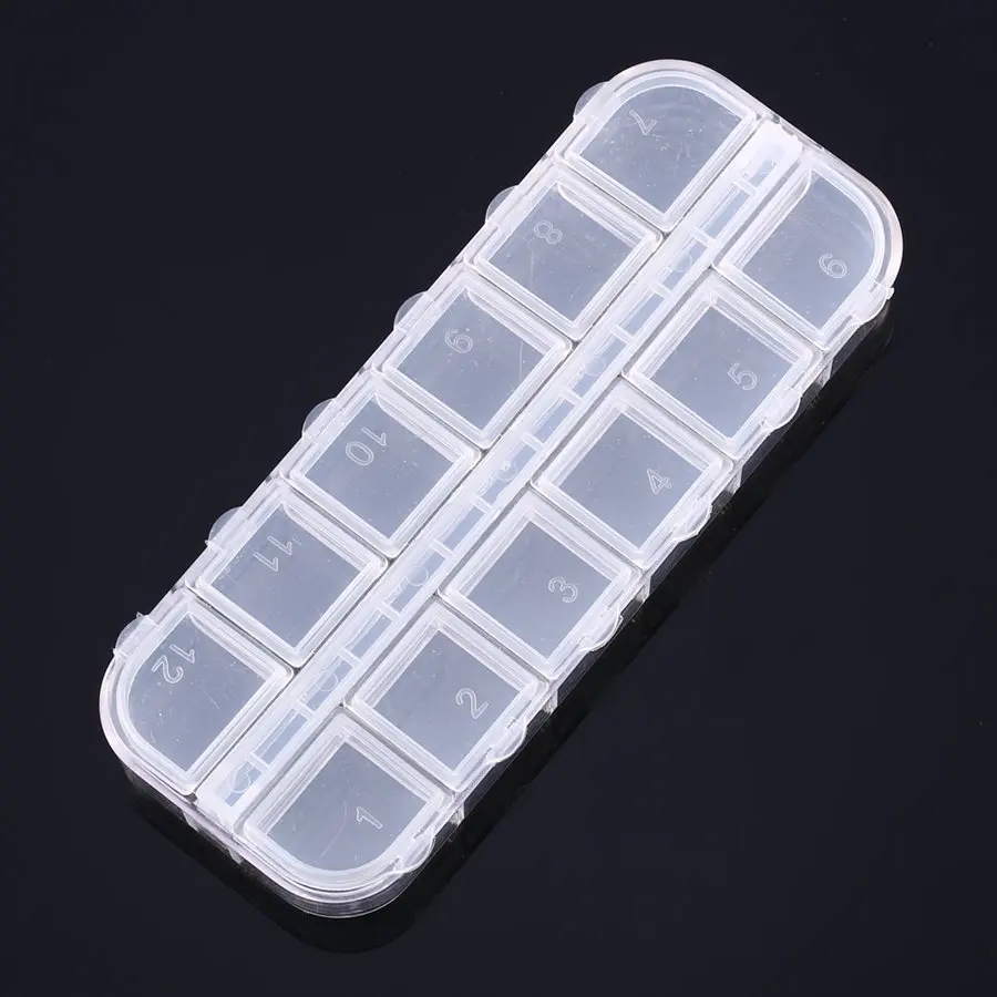 12 Сетка прозрачный дизайн ногтей пустой пластиковый чехол стразы бусы из