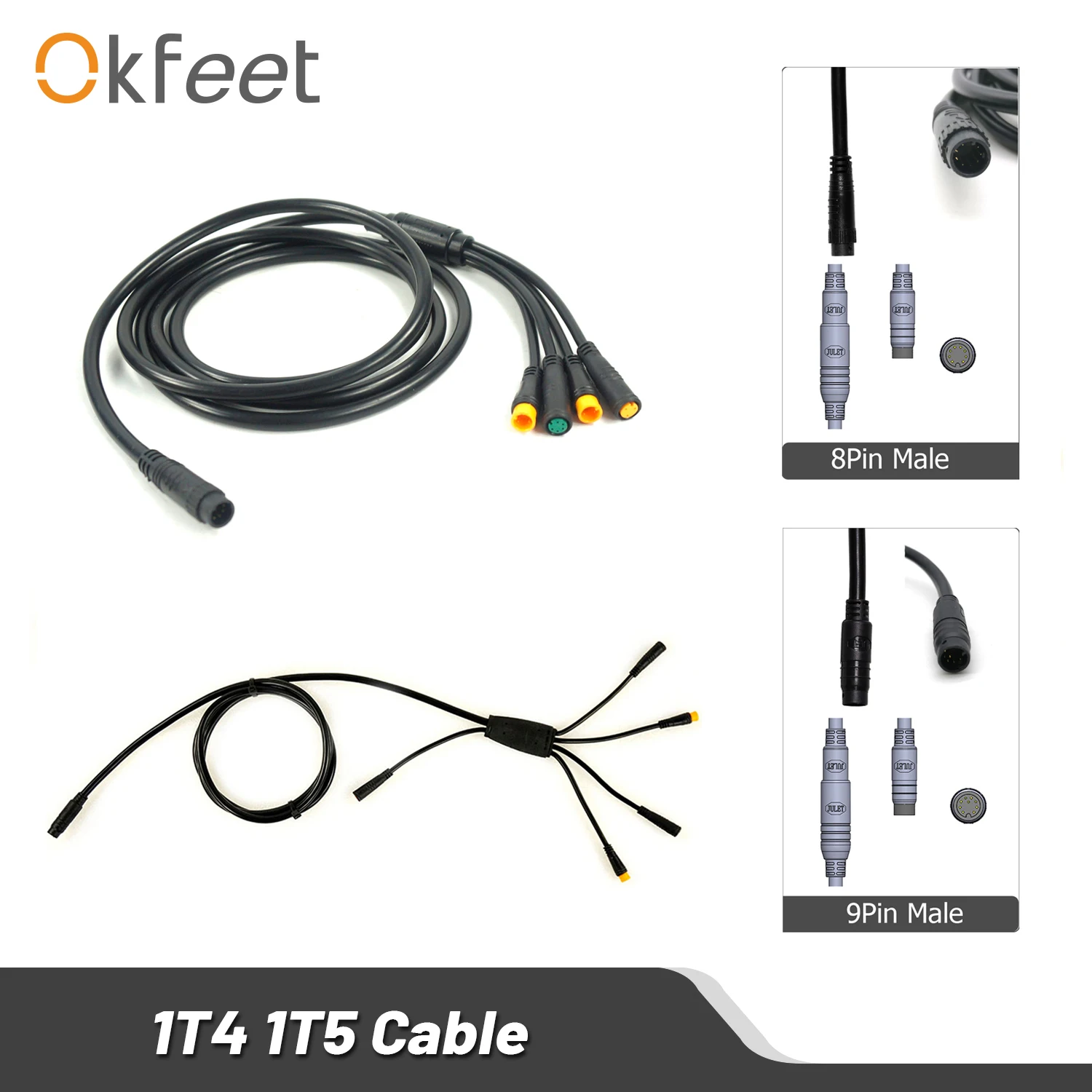 

Okfeet e bike JULET 1T4 1T5 Waterproof Cable Controller Light Ebrake Throttle Display Ebike Cable Conversion Accessories