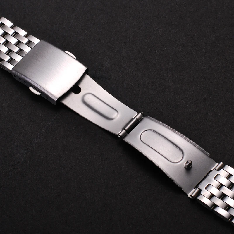 18mm 22mm 20mm Stainless Steel Strap Folding Buckle Flat Interface Silver Men Women Universal Wrist Watch Band Replacement+Tools