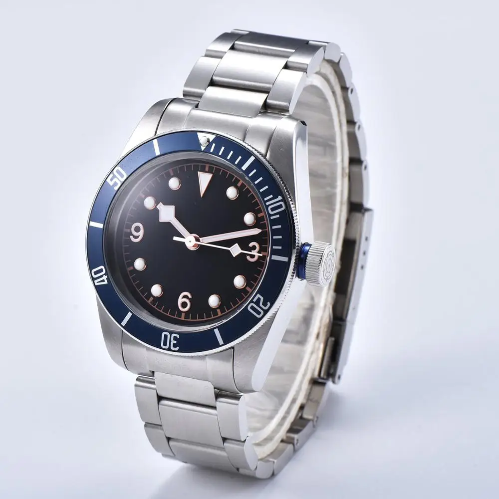 Часы мужские автоматические 41 мм алюминиевая рама синий циферблат стерильное
