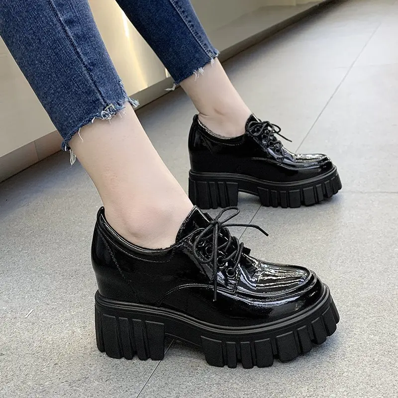 

Туфли-оксфорды женские из ПУ кожи, на толстом каблуке и платформе