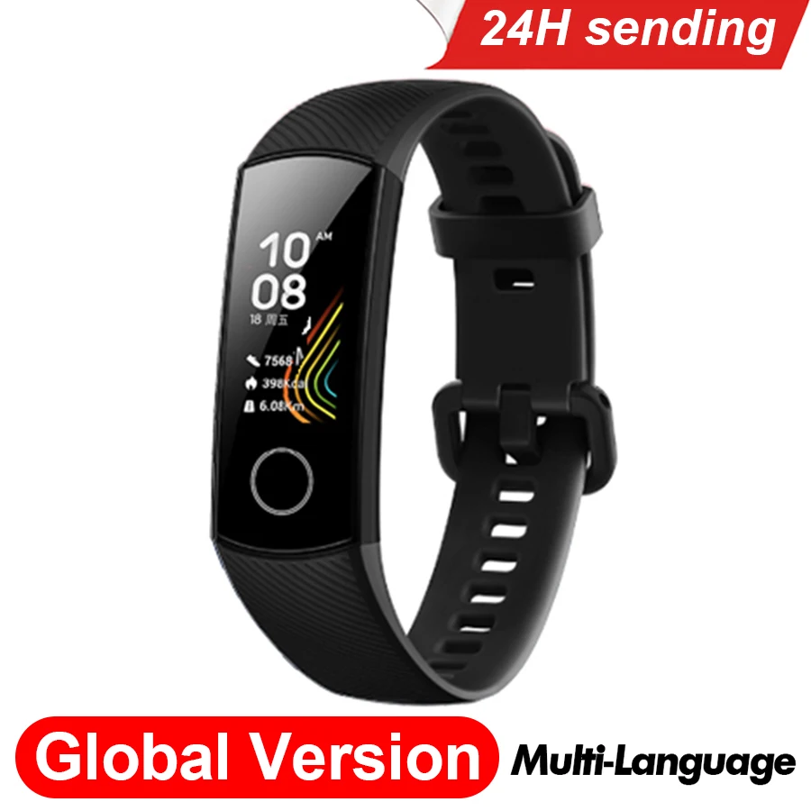Global Version Black Браслет для Honor Band 5, умный Браслет, 5 оксиметров, волшебный цвет, сенсорный экран, для плавания, для обнаружения сердечного ритма, сна, сна - Цвет: Global Version Black
