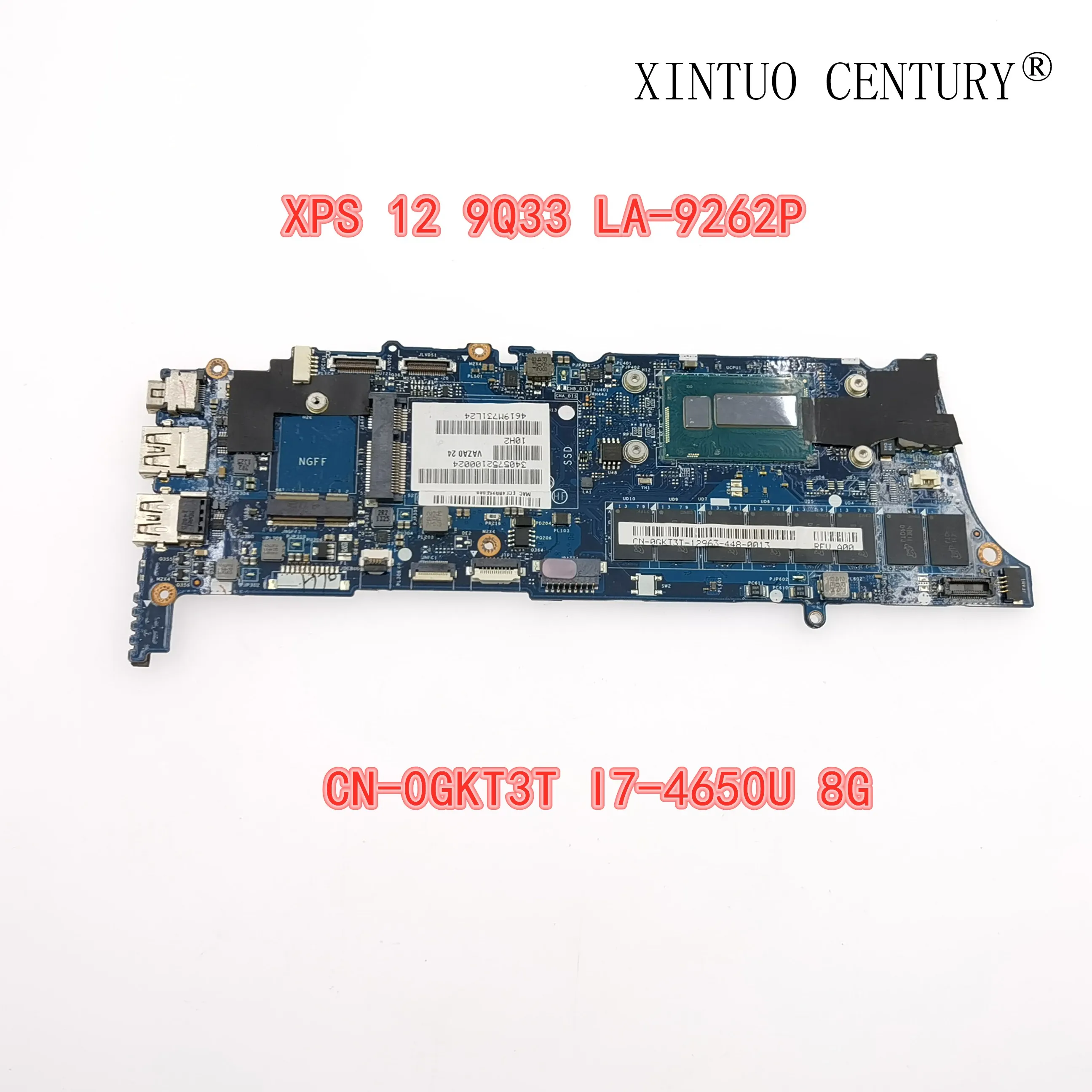 

LA-9262P для Dell XPS 12 (9Q33), ноутбук, ПК, материнская плата, системная плата, 0GKT3T GKT3T w I7-4650U CPU 8GB RAM VAZA0