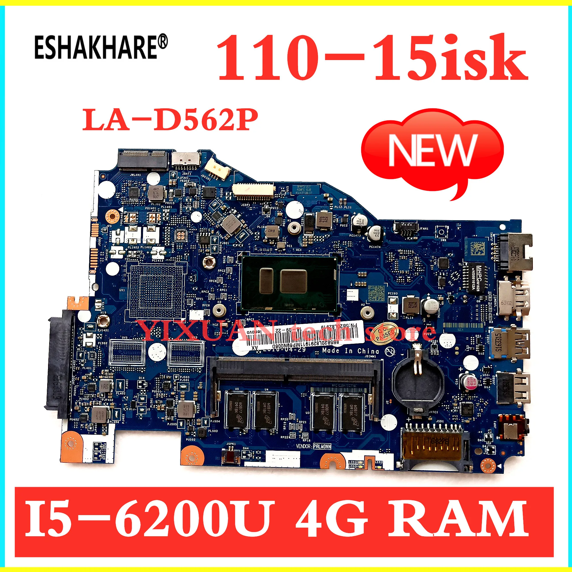 BIWP4/P5 LA D562P материнская плата для ноутбука Lenovo Ideapad 110 15ISK портативного компьютера с