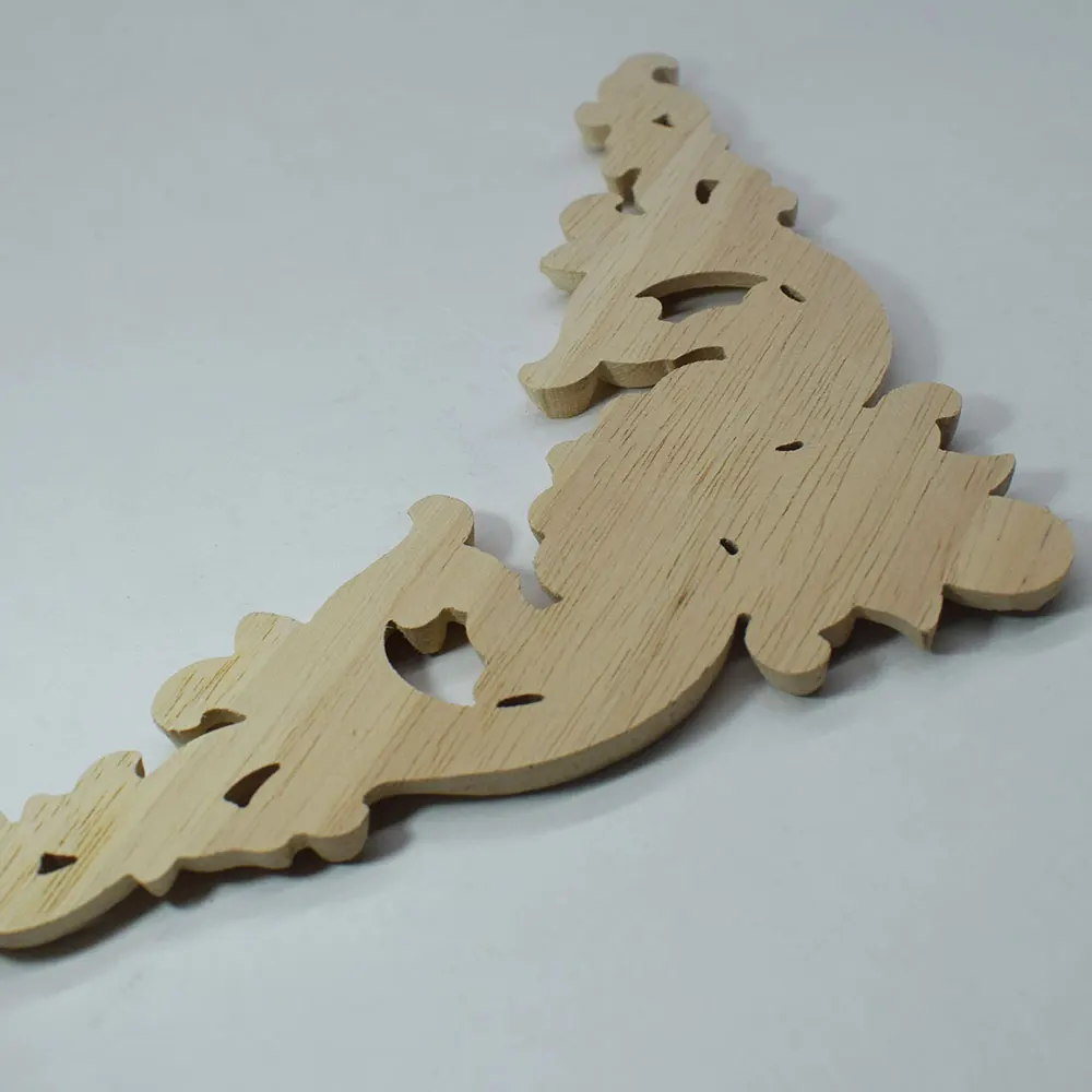 

5PCS Wood Carved Corner Appliques Frame Furniture Wall Door Woodcarving Decal Decorative Decro Wooden Figurines Crafts 12CM 15CM