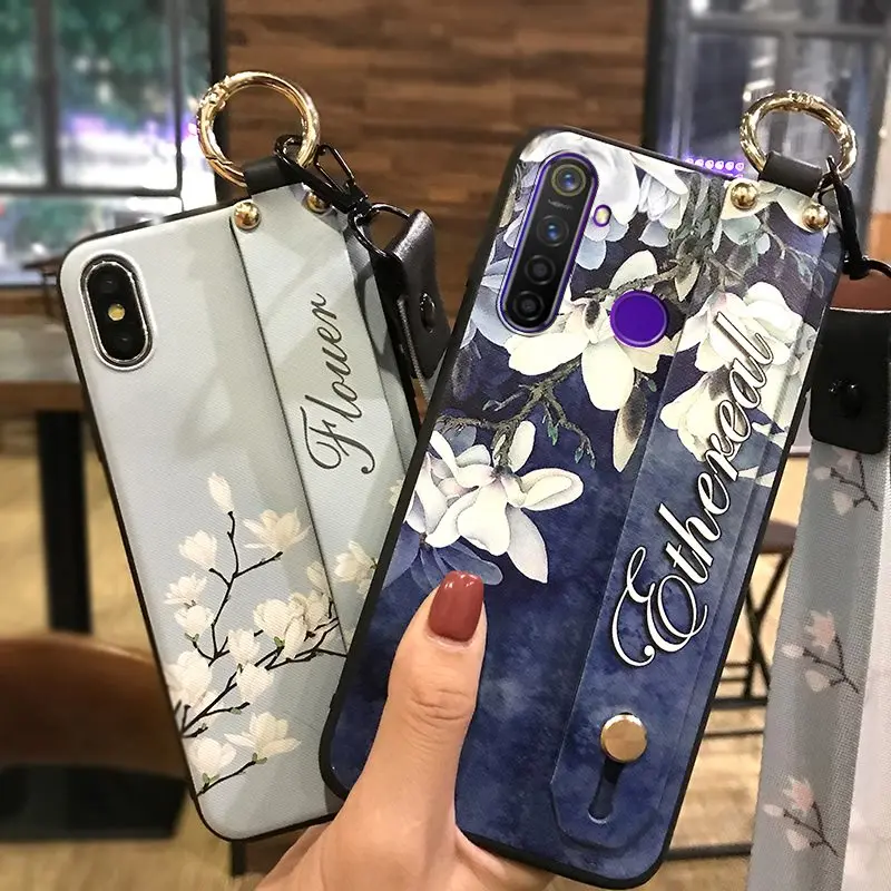 Чехол для телефона со шнурком OPPO realme5 Pro Цветочная серия изящный ударопрочный