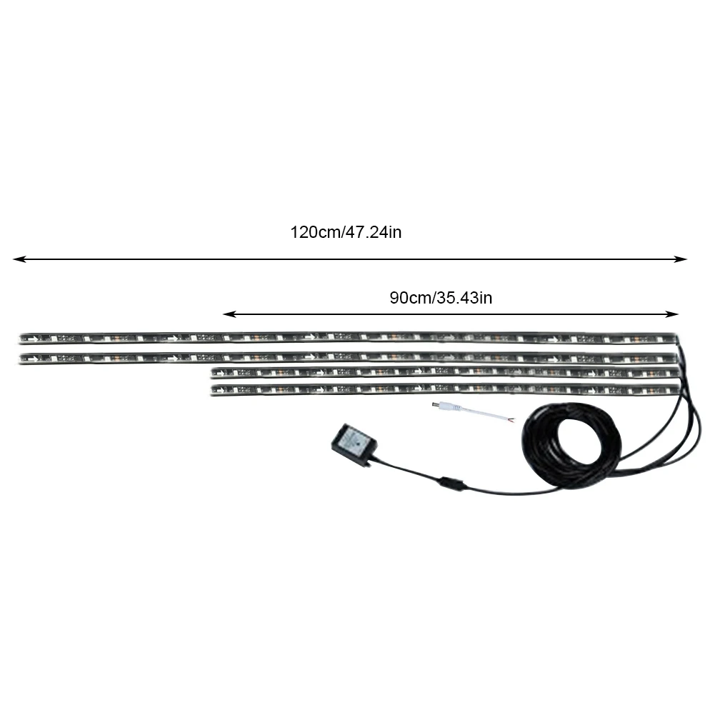 

4pcs 90*120RGB Car LED Strip Light Bluetooth APP Control Multi Color Music Car Strip Light for Car Interior or Under Dash