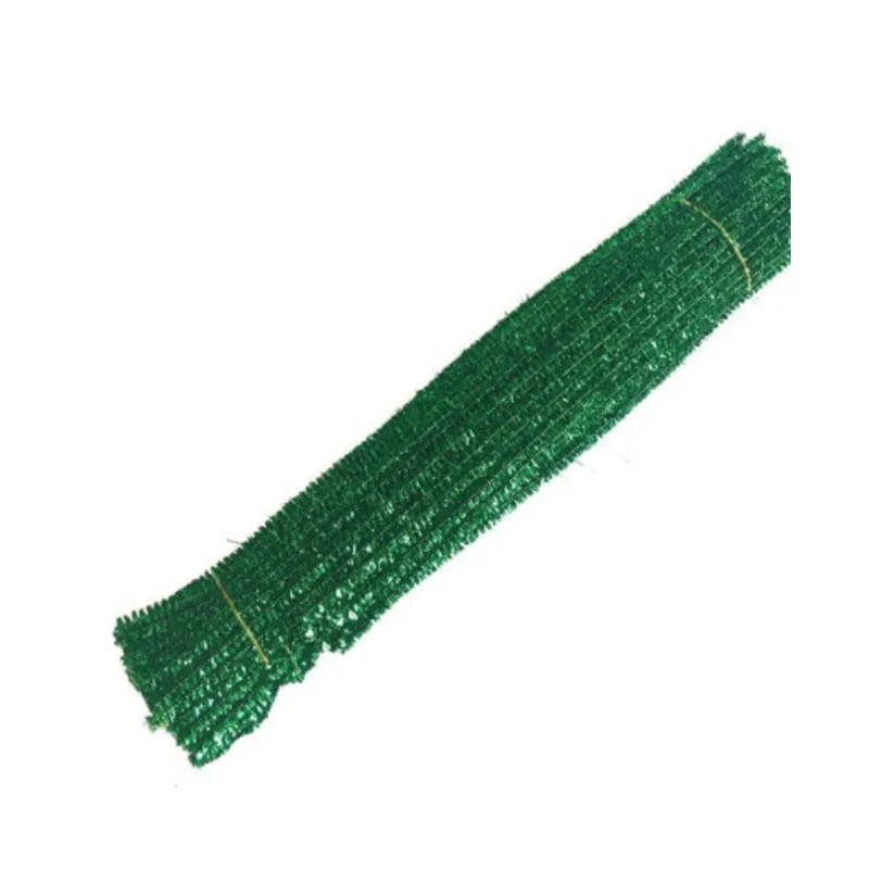 Green 100pcs 100 шт. блестящая синельная проволока для очистки труб плюшевые жестяные стебли Проводные палочки детские развивающие принадлежности для творчества игрушки Craf - Цвет: Green 100pcs