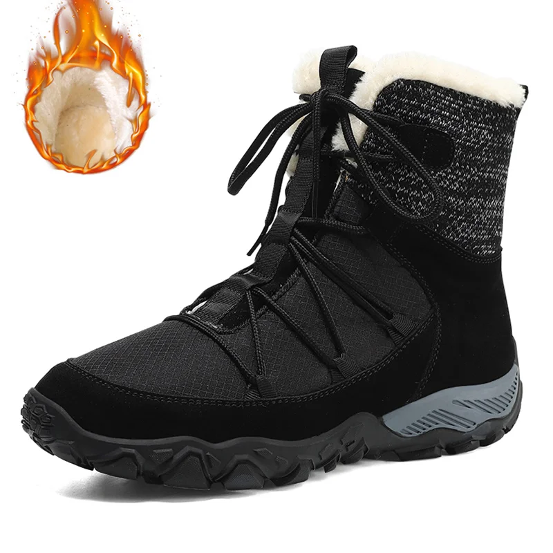 

Зимние мужские ботинки; Теплая хлопковая обувь; Цвет Черный; Коллекция 2021 года; Модная уличная Нескользящая хлопковая обувь; Мужские коротк...