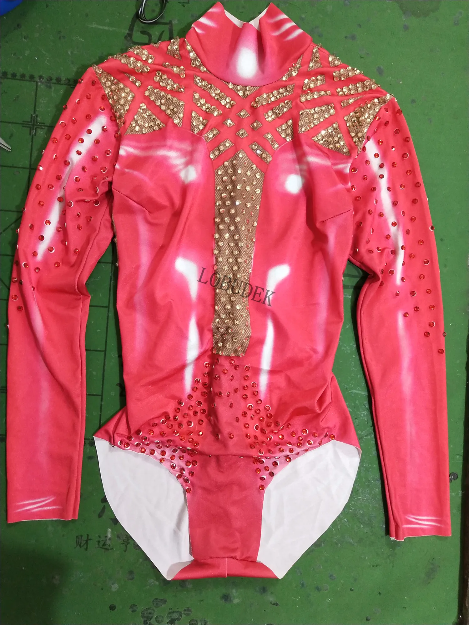 Блестящие Кристаллы розовый патент Боди Колготки с длинным рукавом Эластичные