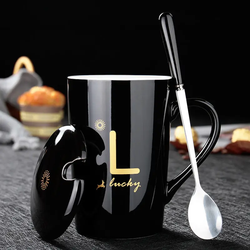 Керамическая чашка кружка с крышкой и ложкой Мужская Женская Студенческая