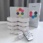 Квантовая лампа RGB с шестигранным цоколем, модульная сенсорная Чувствительная лампа, светодиодный ночсветильник с дистанционным управлением, магнитный настенный светильник