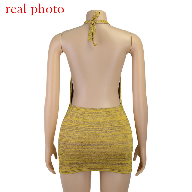 Cryptographic Halter Sexy Backless Mini Dresses Bodycon Skinny Club Party Sleeveless Knitted Dress Fall Streetwear Beach Holiday macys dresses