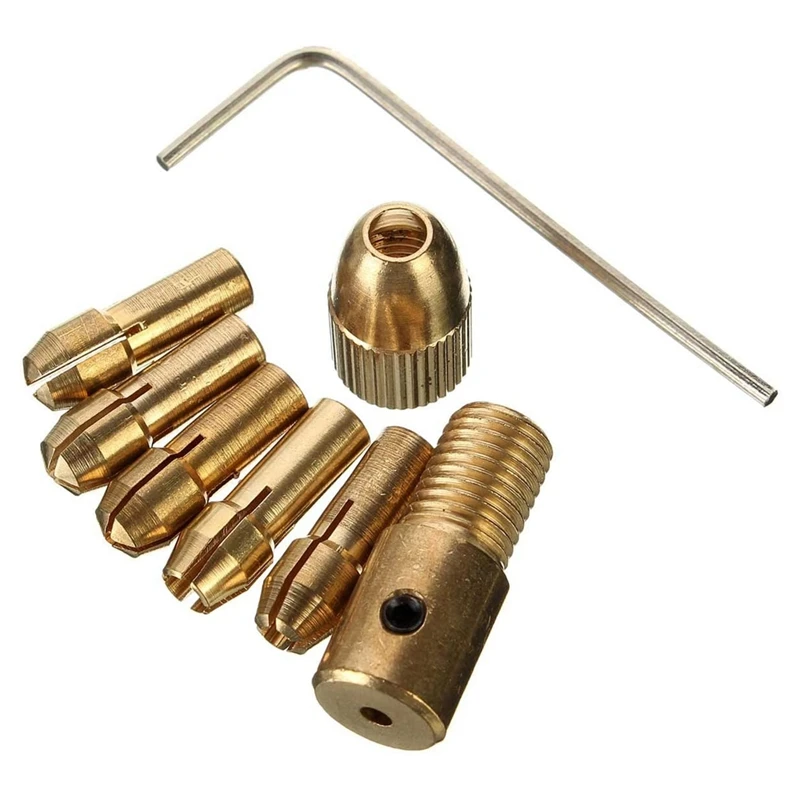

14 Small Electric Drill Chuck 0.5-3mm Electric Mill Copper Chuck Micro-Torque Drill Chuck Set (Hexagonal Wrench)
