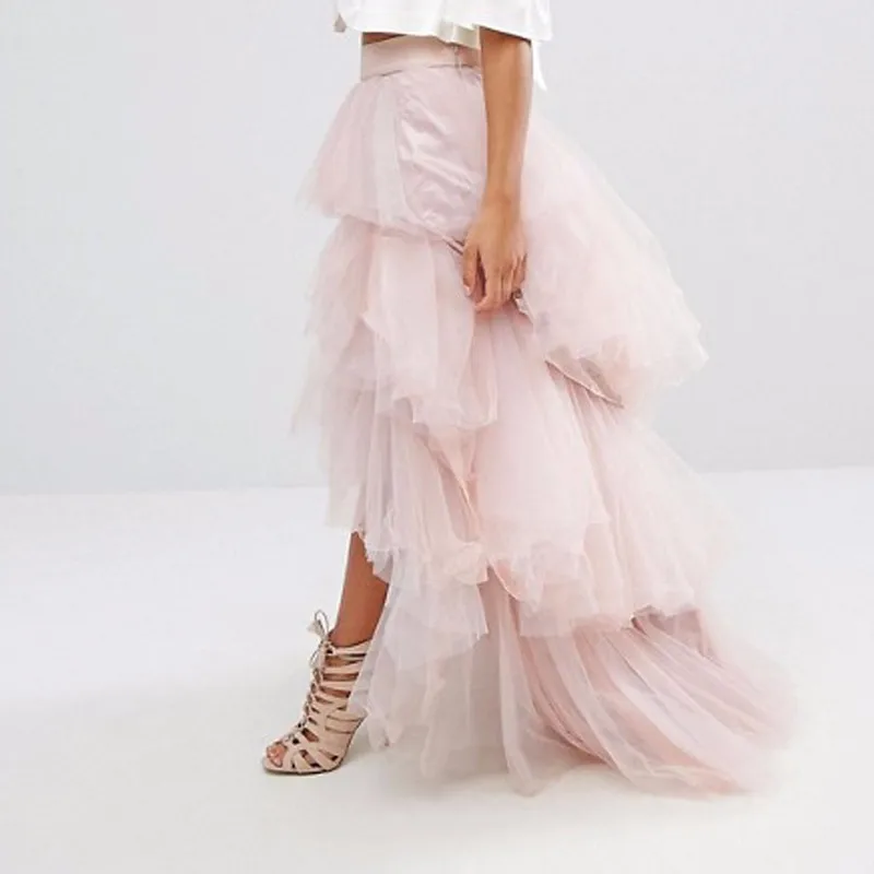 

Женская фатиновая юбка с оборками, светло-розовая длинная юбка-пачка для официальвечерние, на заказ