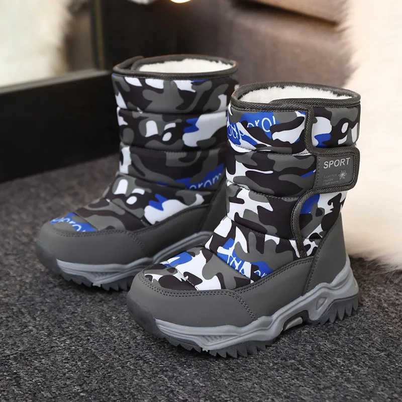 Children Casual Shoes Girls & Boys Non-slip Paw Warm Fur Snow Boots Winter Sneakers Kids Outdoor Footwear Padded Boot Waterproof