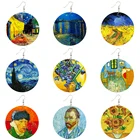 SOMESOOR Van Gogh Автопортрет, искусственные деревянные висячие серьги, звездная ночь, Подсолнух, петли, Висячие ювелирные изделия для женщин, подарок