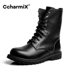 Мужские мотоциклетные ботинки CcharmiX, уличные армейские ботинки до середины икры, мужские кожаные военные тактические ботинки для пустыни, черные боевые ботинки на зиму
