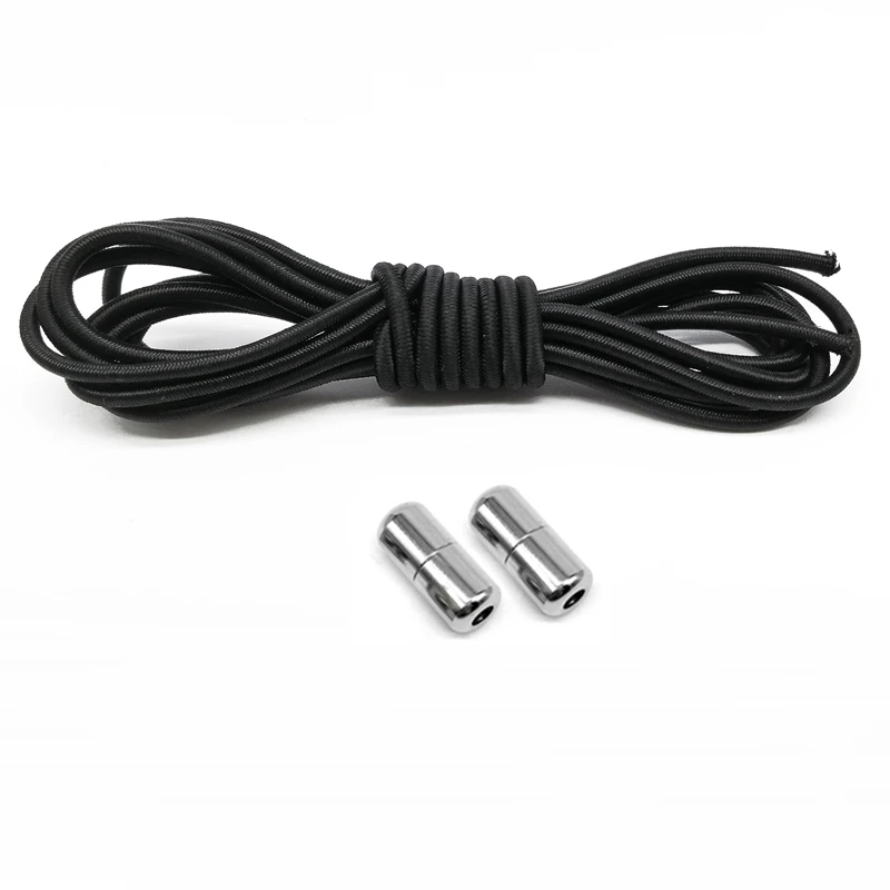 Black 1 пара эластичных шнурков без галстука фиксирующие круглые шнурки для ботинок дети взрослые кроссовки быстрые шнурки N122 - Цвет: Black