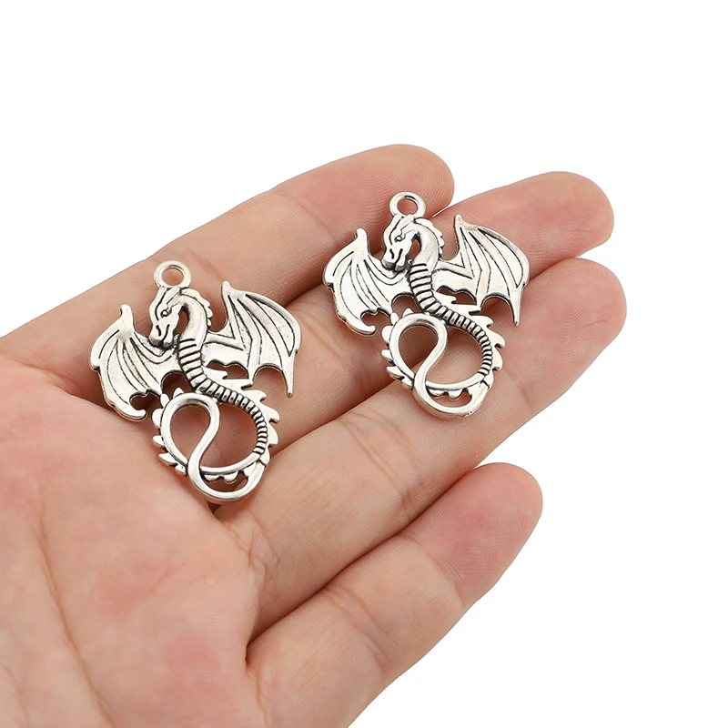 

10Pcs Antique Silver Color Dragon Fly Charm Vintag Animals Pendant For DIY Jewelry Making Bracelet Necklace Bag Accessories