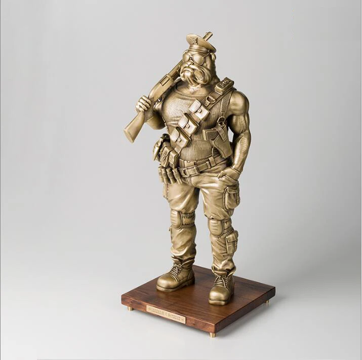 Скульптура-статуэтка "Воин-солдат собака" из чистой латуни в стиле арт-деко, абстрактное животное, украшение для дома и подарок, высотой 24 дюйма.