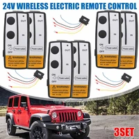 9pcs 24v car wireless winch electric remote control with manual transmitter set truck atv suv truck vehicle trailer kit