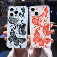 pretty butterfly luxury phone case for iphone 13 12 11 pro max mini 6 6s 7 8 plus se2020 x xr xs shell transparent case funda