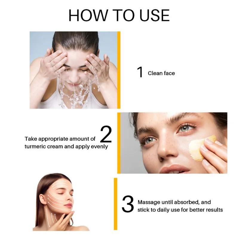 

30g Herbal Turmeric Cream Brighten Skin Tone Repair Acne Nourish Skin Whiten Hydrate Moisturizing Cream maquiagem