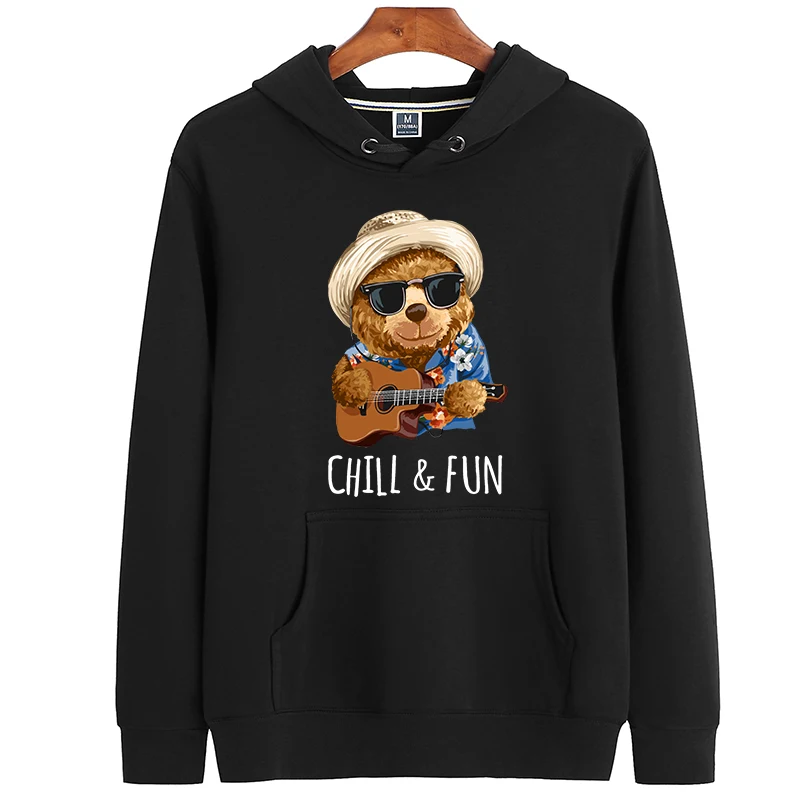 

100% Cotton Plus Velvet Thick Hawaiian Bear Sweater Women's Long-sleeved Pullover Winter Super Dalian Hoodie Lovers Sweatshirt