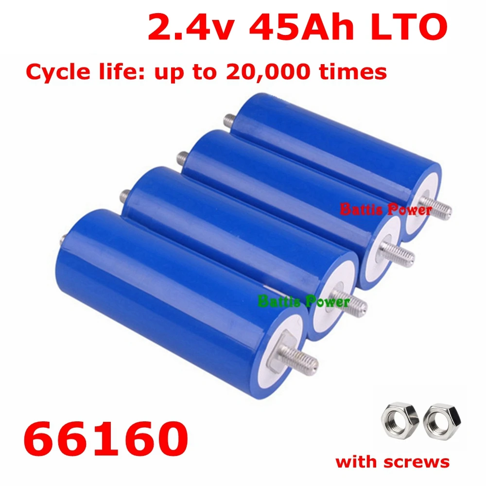 Цилиндрический литиевый титановый аккумулятор 2 4 В 45 а/ч 66160 (LTO) для DIY 12 24 большой