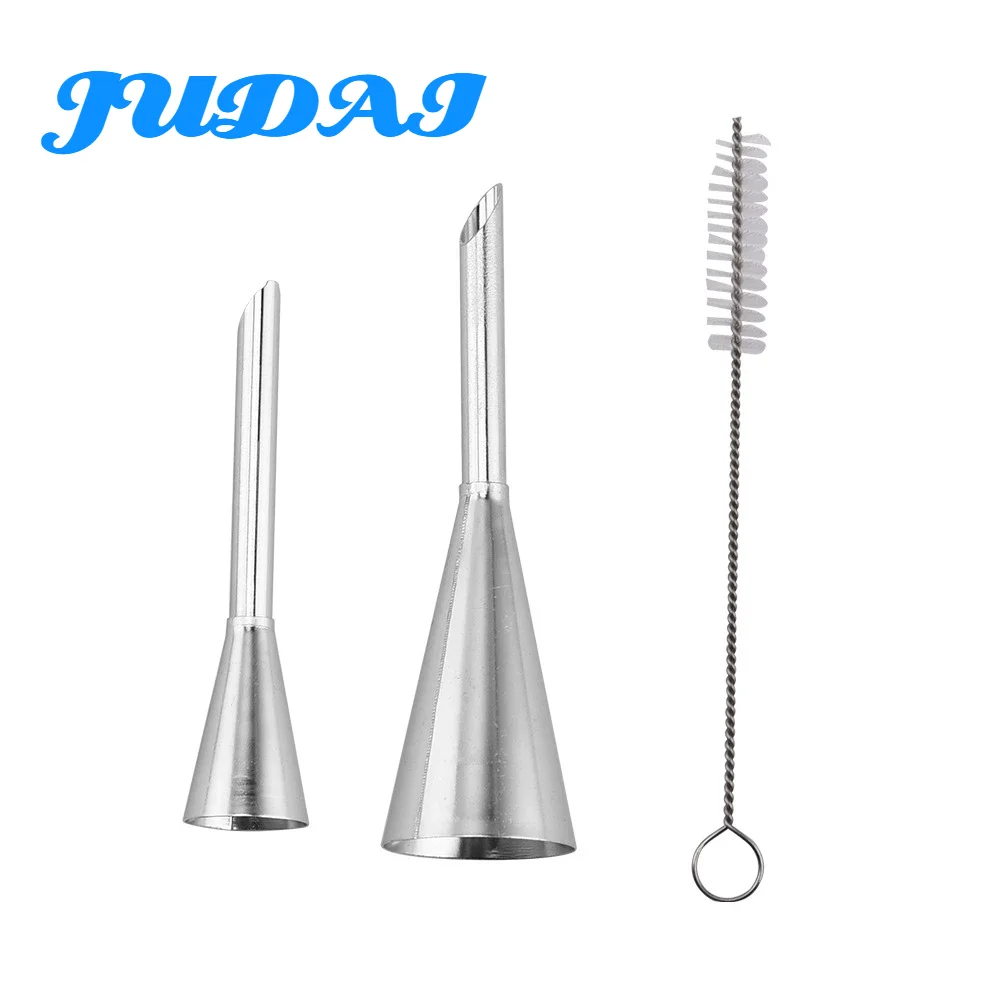 

2 Sizes Cream Icing Piping Puff Nozzle Tips Stainless Steel Cupcake Puffs Injection Russian Syringe Confectionery Pastry Tool