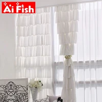 white multi layer lotus dream princess voile curtains for grils bedroom pink cake skirt lace curtain for living room my030 20