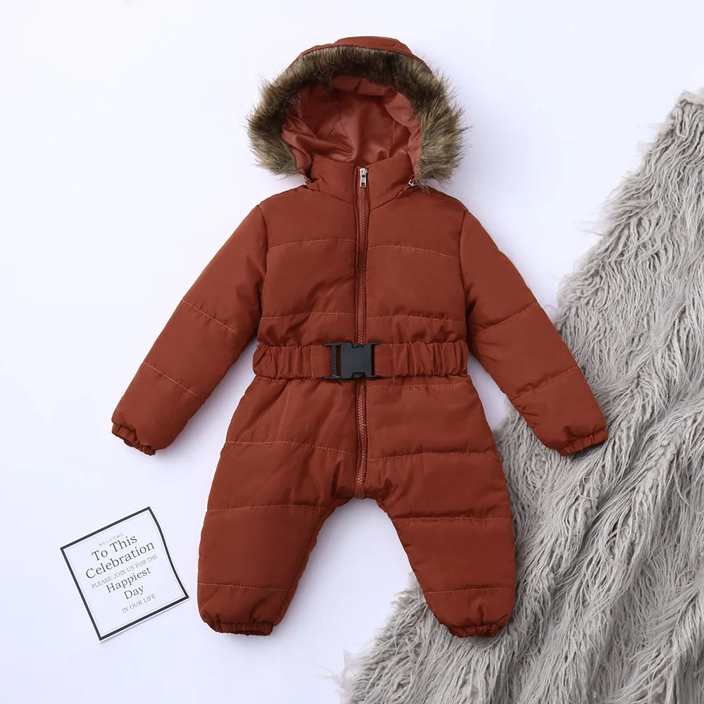 Baby Down Jacket Jumpsuit Winter Newborn Fashion Solid Thick Hooded Warm Romper Bodysuit |