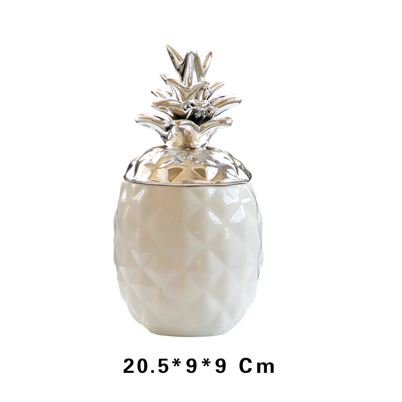 

XINCHEN Storage Jar Golden Silver Ceramics Pineapple Ornaments Northern Europe Furniture Ananas Decoration Jewelry Storage Tank