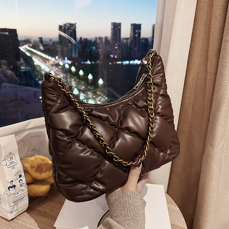 

Women Pu Leather Chain Shoulder Bag High Quality Ladies Pu Leather Handbags Crossbody Bags for Women Casual Tote Messenger Bag