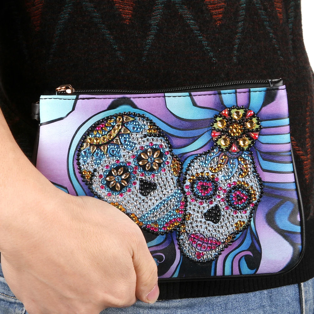 5D DIY Алмазная картина Череп Павлин бабочка цветок кожаный бумажник сумки вышивка