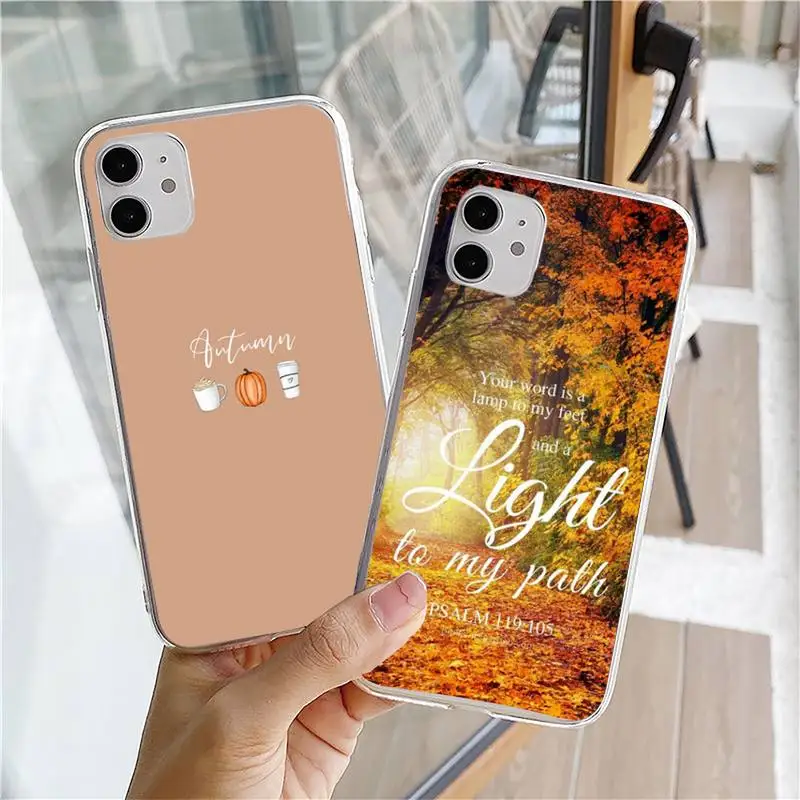 

Fashion Season Autumn Phone Case For iphone 5s 6 7 8 11 12 plus xsmax xr pro mini se Transparent soft Cover Fundas Coque