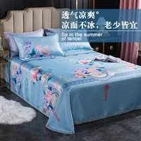 Summer Ice Silk Mat Three Pcs  Bed Sets Gift Set Washable Bed Sheet Mat Bedding Set Luxury Pillowcase Pillow Slip Cooling Sheets