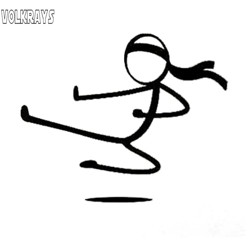 

Интересная Автомобильная наклейка Volkrays, фигура каратэ, Мужская искусственная Светоотражающая Солнцезащитная виниловая наклейка черного/с...